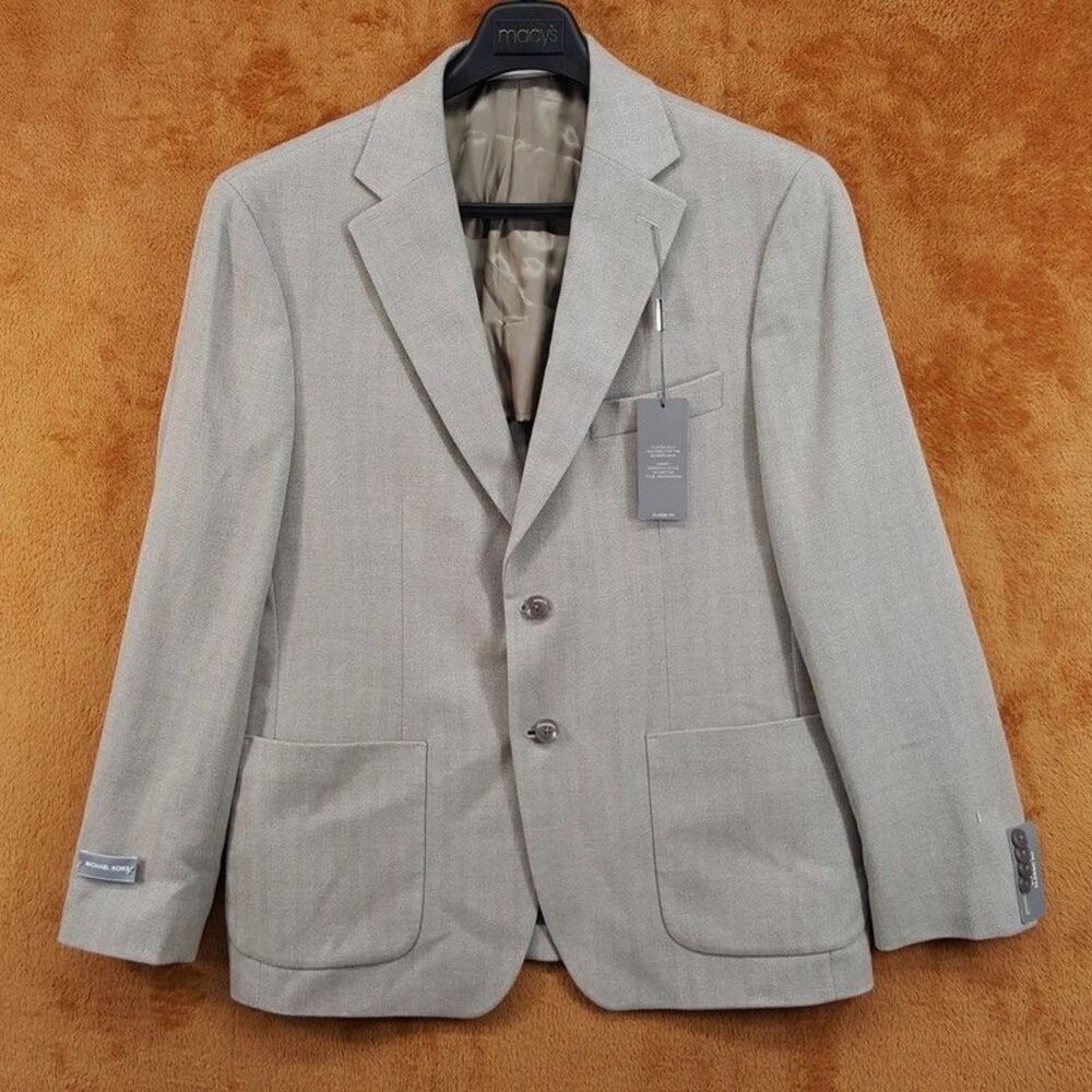 MICHAEL KORS Suit Jacket Mens 40 Short Tan Herringbone Sport Coat KEATES